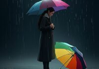 忘れられた傘と泣く女